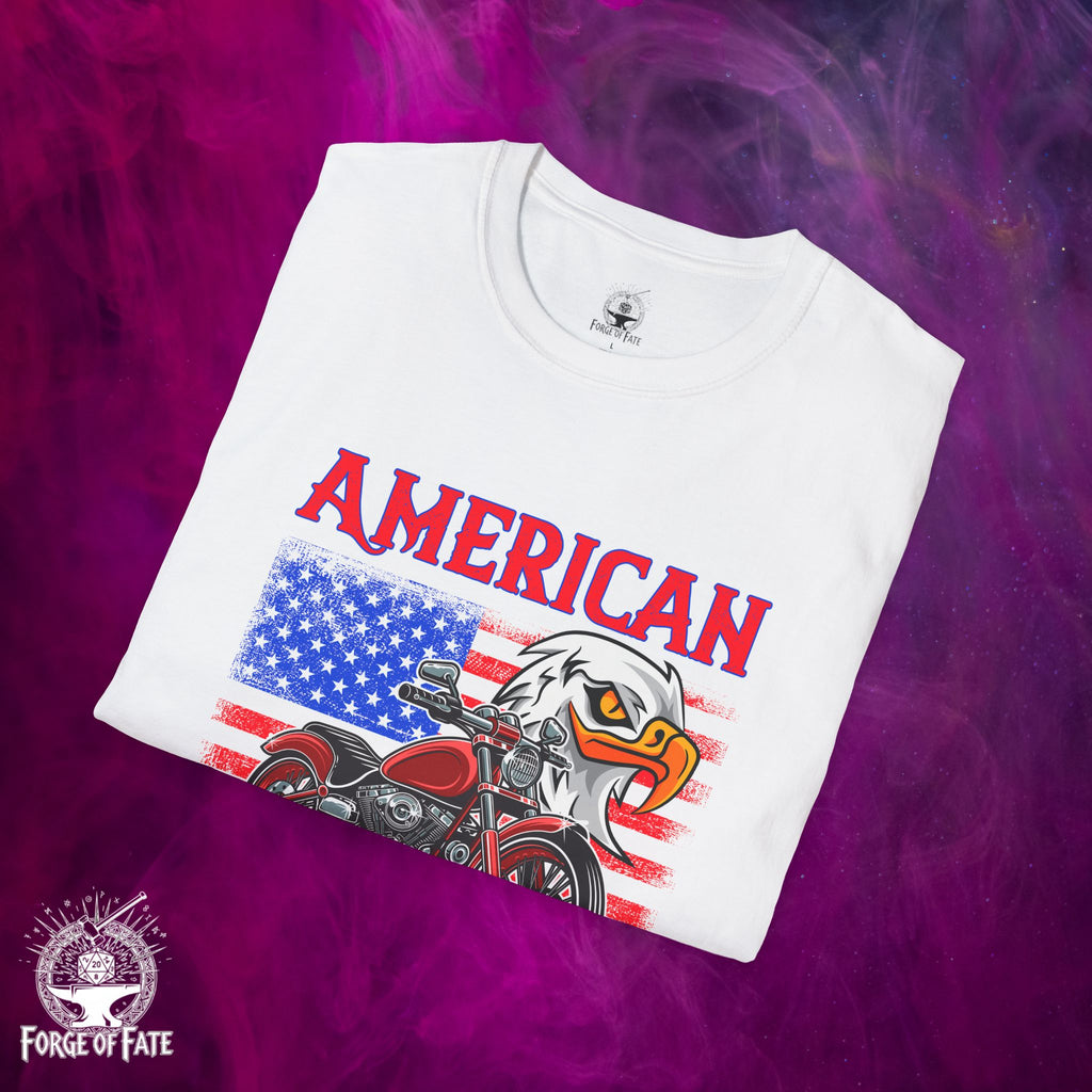 American Classic Motorcycle T-Shirt | Eagle Flag Graphic