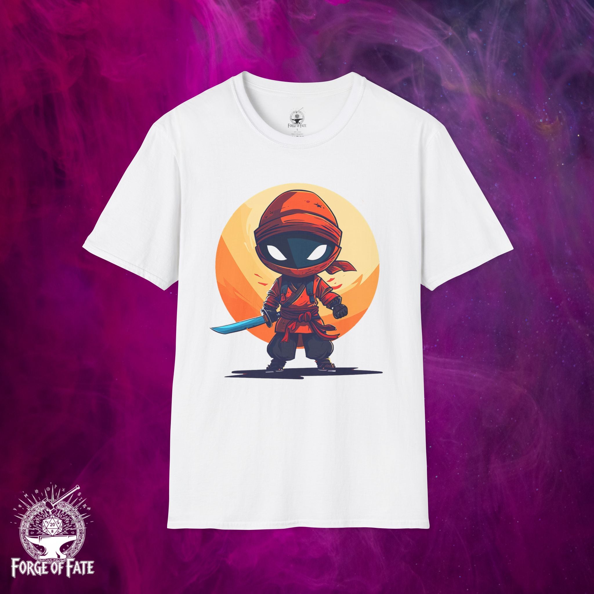 Chibi Ninja Warrior T-Shirt | Cartoon Samurai Sword Graphic
