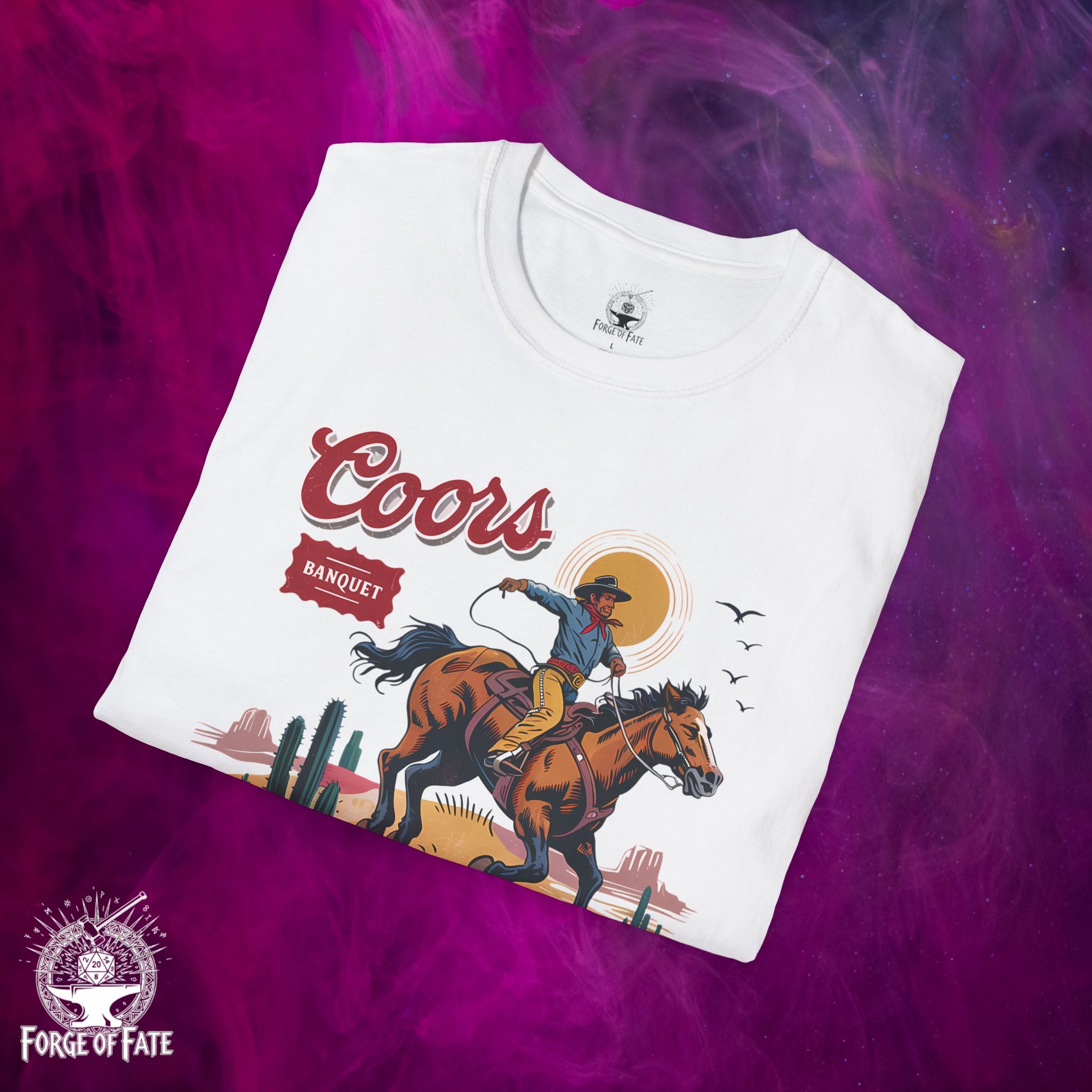 Coors Rodeo Cowboy Graphic T-Shirt | Western Rodeo Whiskey Logo