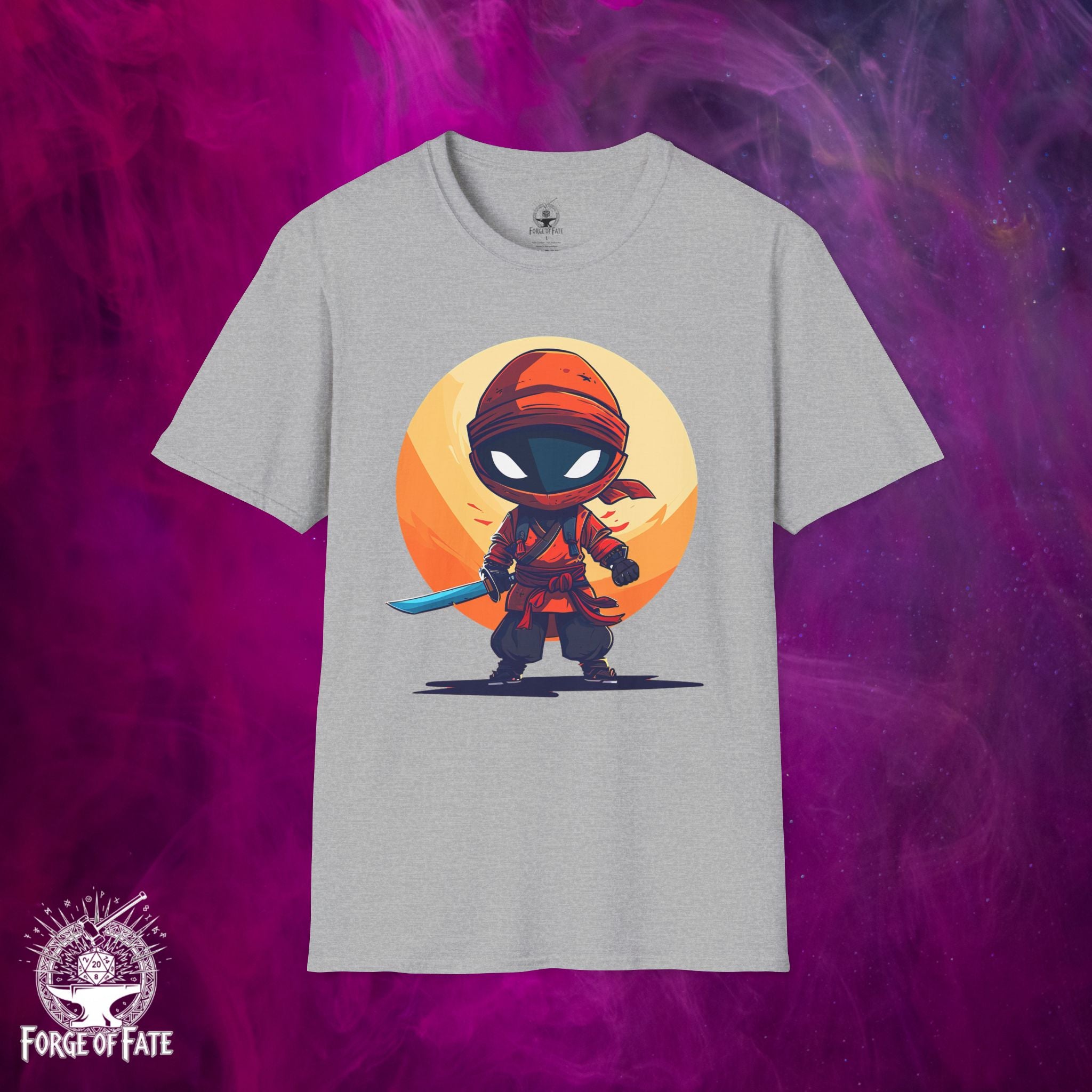 Chibi Ninja Warrior T-Shirt | Cartoon Samurai Sword Graphic