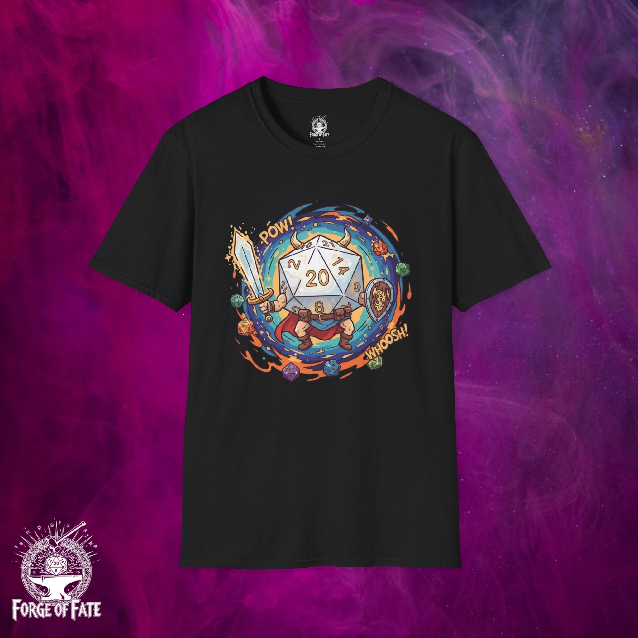 D20 Dice RPG T-Shirt Fantasy Table top Gaming Tee (Pow! Critical Hit)