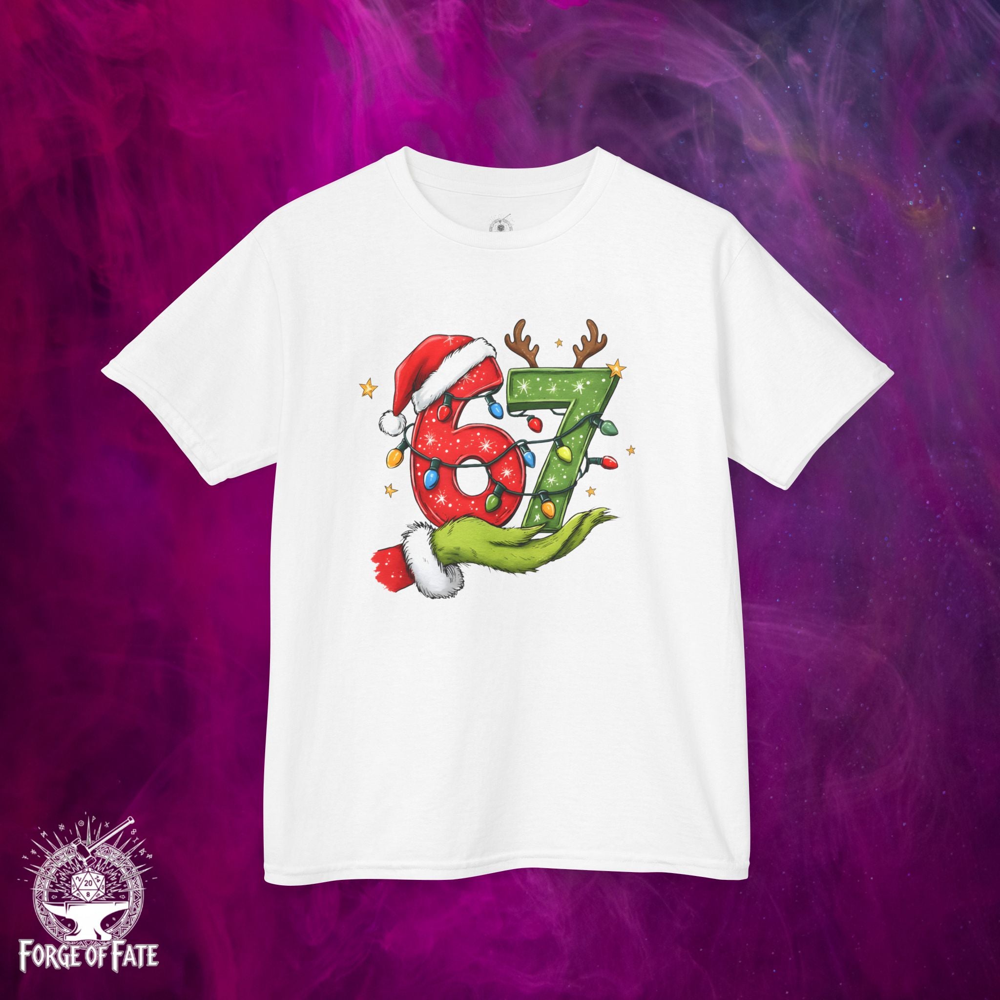 Christmas Number 67 Kids Tee | Santa Hat Reindeer Holiday Numbers