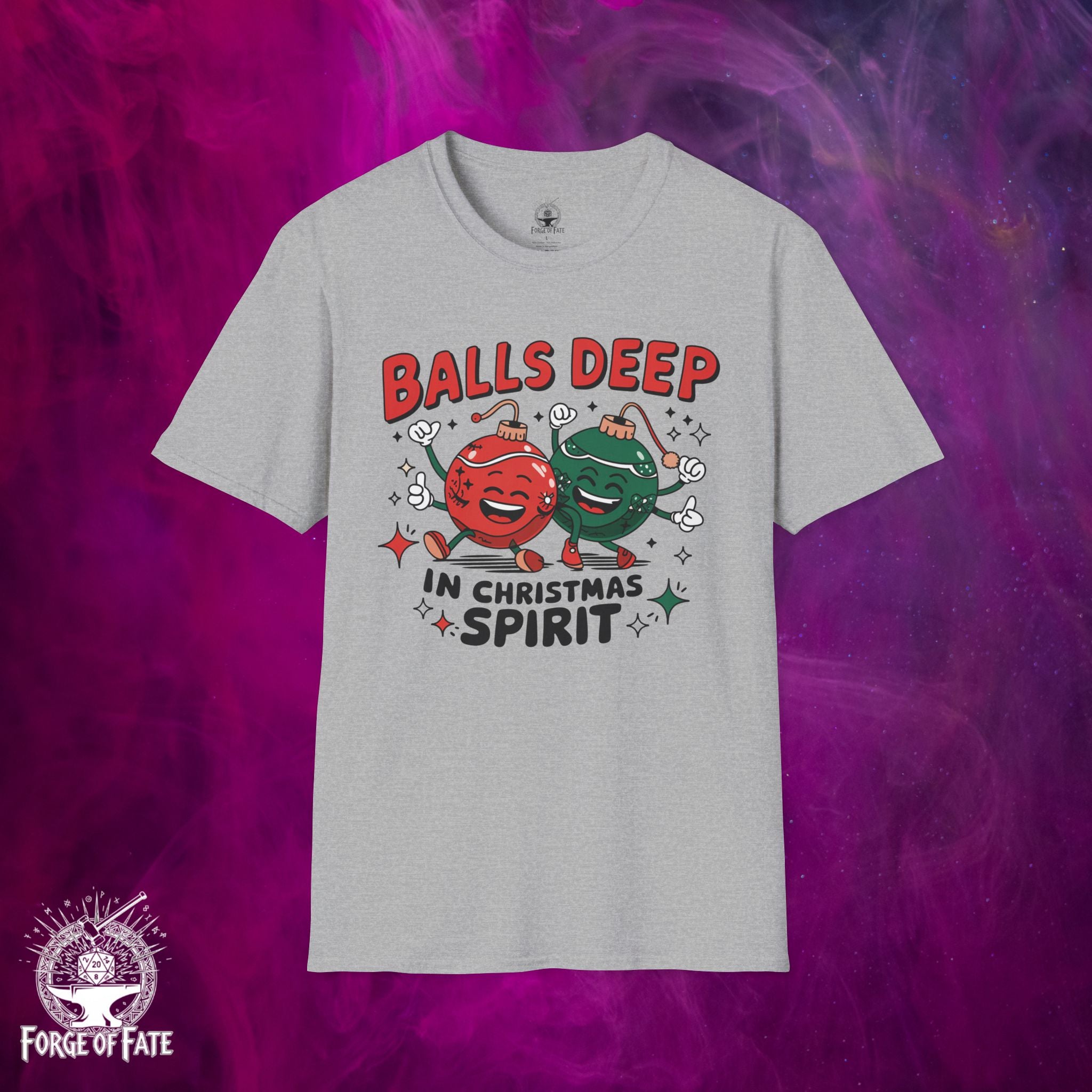 Balls Deep in Christmas Spirit T-Shirt | Funny Holiday Ornaments Design