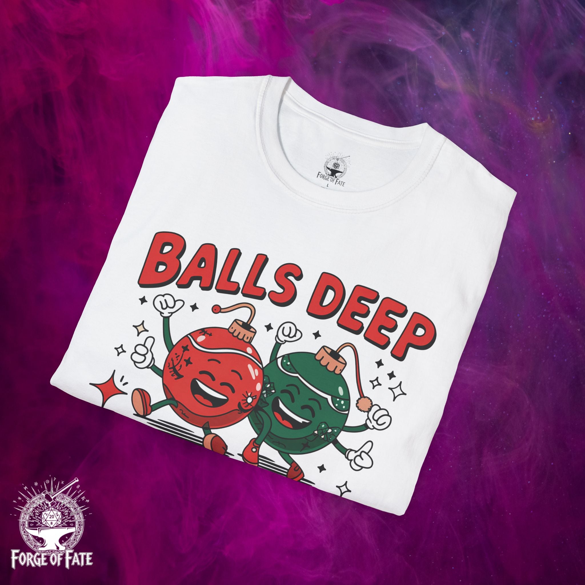 Balls Deep in Christmas Spirit T-Shirt | Funny Holiday Ornaments Design