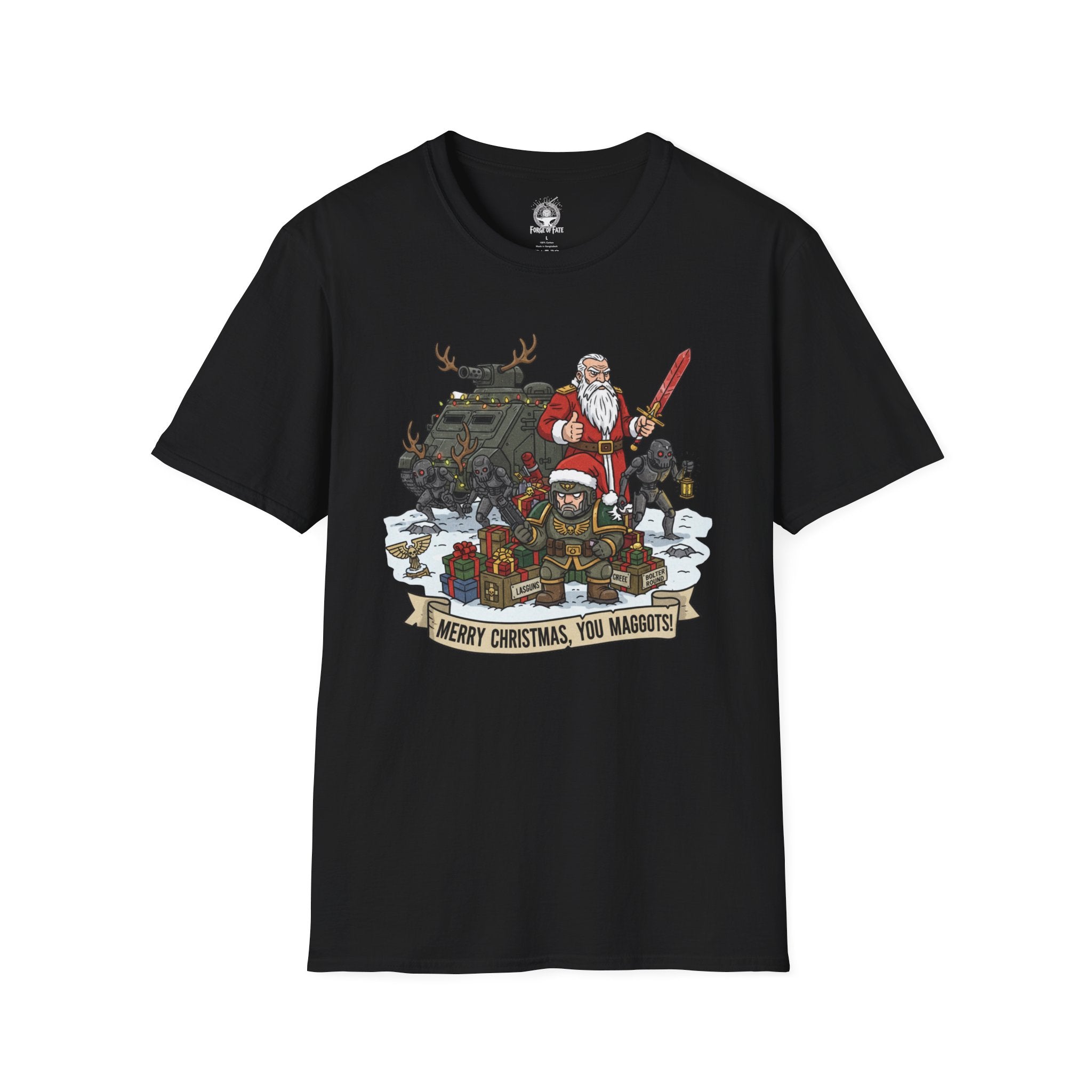 Christmas Military T-Shirt — 'Merry Christmas, You Maggots' Combat Santa Design